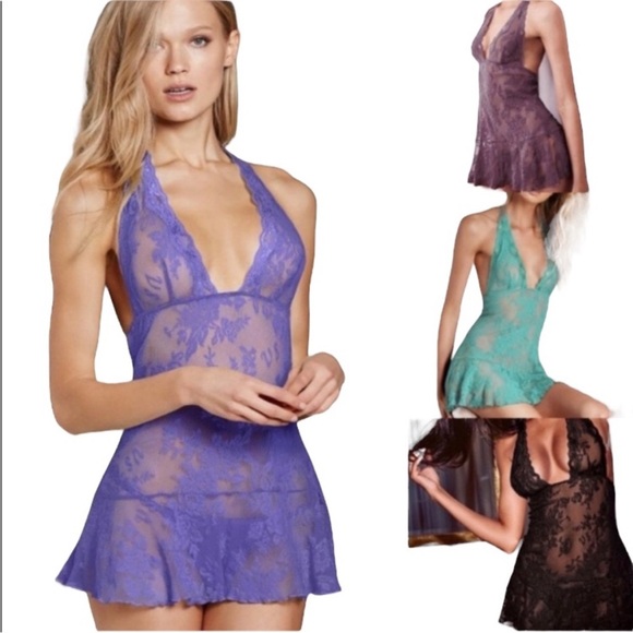 2016 Victoria’s Secret Elegant Lace Halter Babydoll with Matching V-Strung XS - Picture 9 of 11